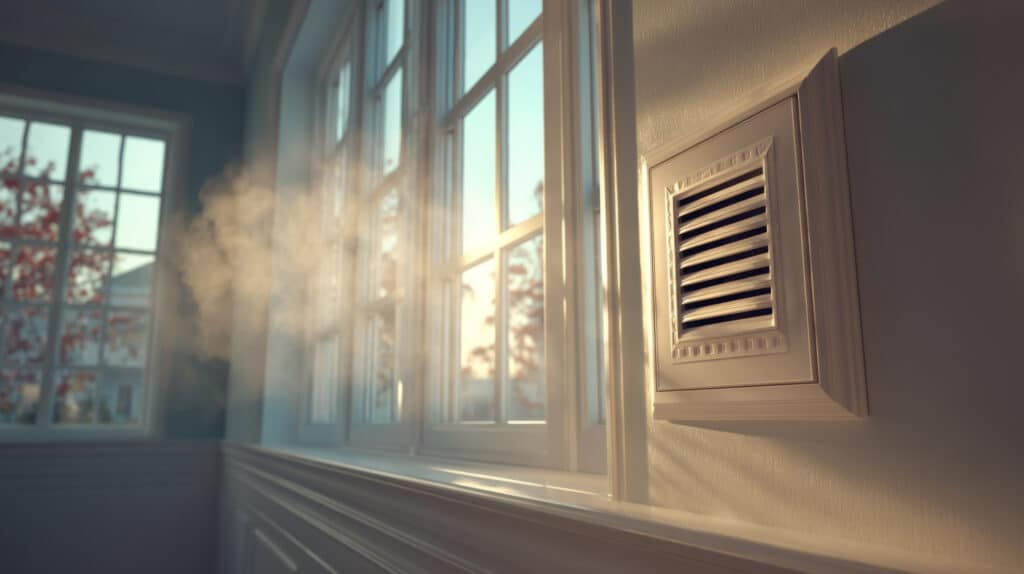 how improve home ventilation Modern home living room with natural ventilation from open windows and ceiling fan